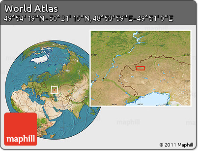 Satellite Location Map of the Area around 50° 7' 47" N, 49° 22' 30" E