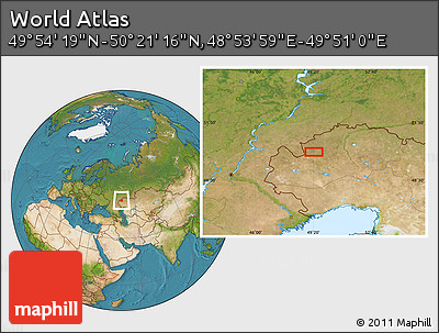 Satellite Location Map of the Area around 50° 7' 47" N, 49° 22' 30" E