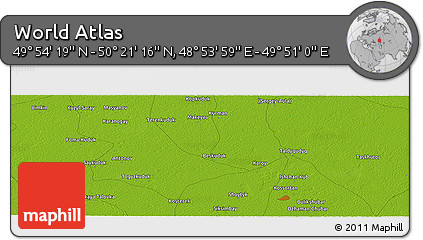 Physical Panoramic Map of the Area around 50° 7' 47" N, 49° 22' 30" E