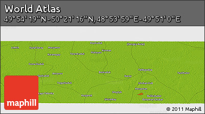 Physical Panoramic Map of the Area around 50° 7' 47" N, 49° 22' 30" E