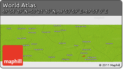 Physical Panoramic Map of the Area around 50° 7' 47" N, 49° 22' 30" E
