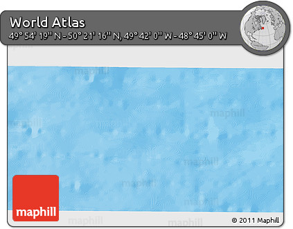 Shaded Relief 3D Map of the Area around 50° 7' 47" N, 49° 13' 30" W