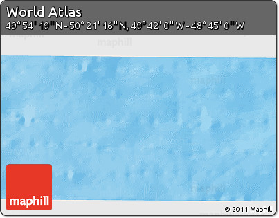 Shaded Relief 3D Map of the Area around 50° 7' 47" N, 49° 13' 30" W