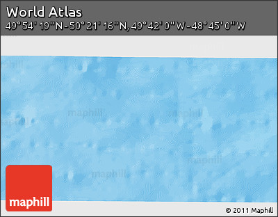 Shaded Relief 3D Map of the Area around 50° 7' 47" N, 49° 13' 30" W