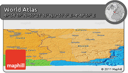 Political Panoramic Map of the Area around 50° 7' 47" N, 4° 19' 30" E