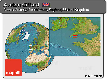 Satellite Location Map of Aveton Gifford