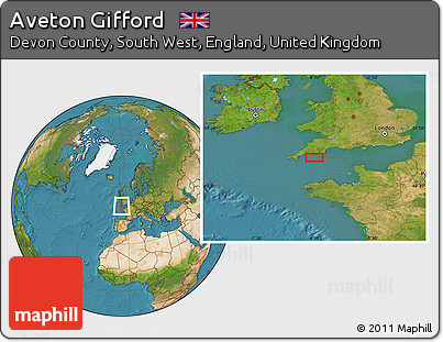 Satellite Location Map of Aveton Gifford
