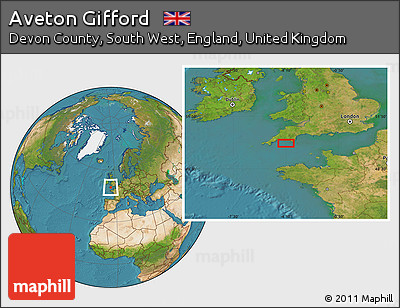 Satellite Location Map of Aveton Gifford