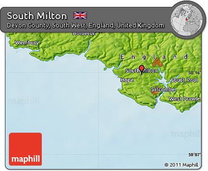 Physical Map of South Milton