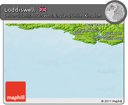 Physical Panoramic Map of Loddiswell