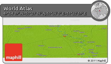 Physical Panoramic Map of the Area around 50° 7' 47" N, 51° 4' 30" E