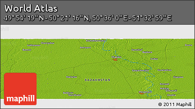 Physical Panoramic Map of the Area around 50° 7' 47" N, 51° 4' 30" E