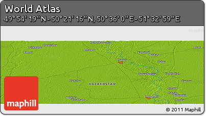 Physical Panoramic Map of the Area around 50° 7' 47" N, 51° 4' 30" E