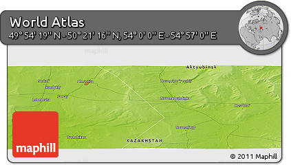 Physical Panoramic Map of the Area around 50° 7' 47" N, 54° 28' 30" E