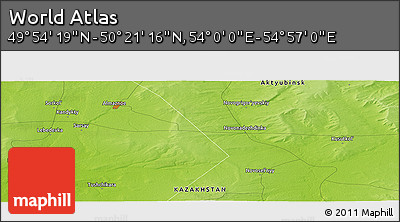 Physical Panoramic Map of the Area around 50° 7' 47" N, 54° 28' 30" E