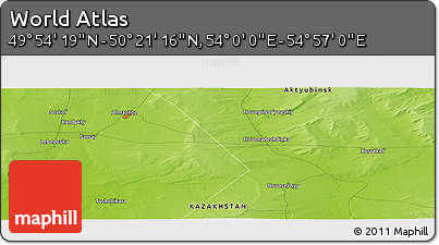 Physical Panoramic Map of the Area around 50° 7' 47" N, 54° 28' 30" E