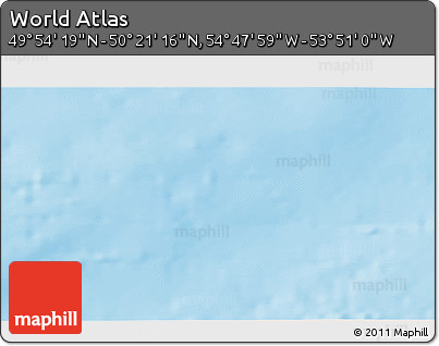 Physical 3D Map of the Area around 50° 7' 47" N, 54° 19' 30" W