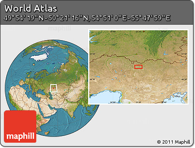 Satellite Location Map of the Area around 50° 7' 47" N, 55° 19' 30" E