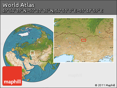 Satellite Location Map of the Area around 50° 7' 47" N, 55° 19' 30" E