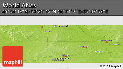 Physical Panoramic Map of the Area around 50° 7' 47" N, 55° 19' 30" E