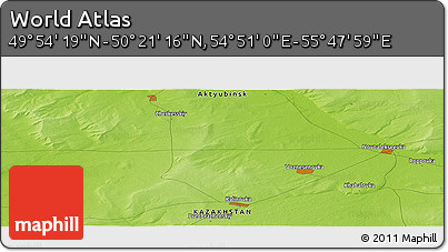 Physical Panoramic Map of the Area around 50° 7' 47" N, 55° 19' 30" E