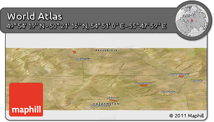 Satellite Panoramic Map of the Area around 50° 7' 47" N, 55° 19' 30" E