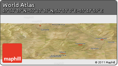 Satellite Panoramic Map of the Area around 50° 7' 47" N, 55° 19' 30" E