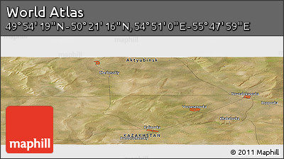 Satellite Panoramic Map of the Area around 50° 7' 47" N, 55° 19' 30" E
