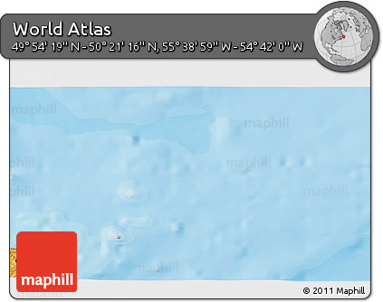 Political 3D Map of the Area around 50° 7' 47" N, 55° 10' 29" W