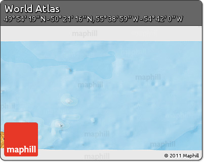 Political 3D Map of the Area around 50° 7' 47" N, 55° 10' 29" W