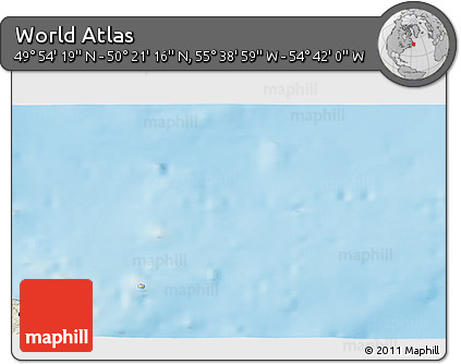 Shaded Relief 3D Map of the Area around 50° 7' 47" N, 55° 10' 29" W