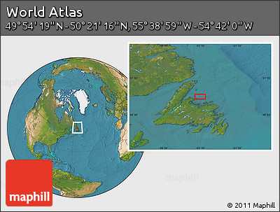 Satellite Location Map of the Area around 50° 7' 47" N, 55° 10' 29" W