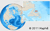 Shaded Relief Location Map of the area around 50° 7' 47" N, 55° 10' 29" W