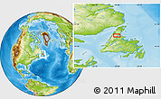 Physical Location Map of the area around 50° 7' 47" N, 56° 52' 30" W