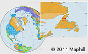 Political Location Map of the area around 50° 7' 47" N, 56° 52' 30" W
