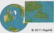 Satellite Location Map of the area around 50° 7' 47" N, 56° 52' 30" W