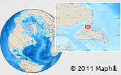 Shaded Relief Location Map of the area around 50° 7' 47" N, 56° 52' 30" W