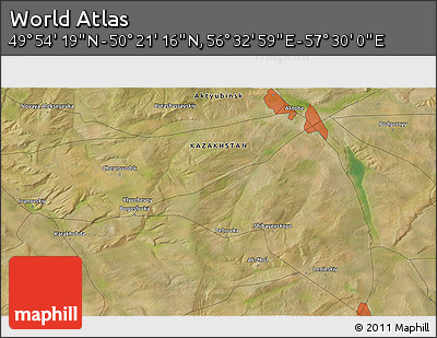 Satellite 3D Map of the Area around 50° 7' 47" N, 57° 1' 29" E