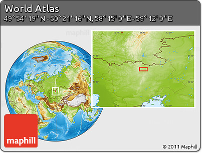 Physical Location Map of the Area around 50° 7' 47" N, 58° 43' 30" E