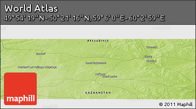 Physical Panoramic Map of the Area around 50° 7' 47" N, 59° 34' 30" E