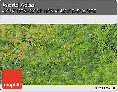 Satellite 3D Map of the Area around 50° 7' 47" N, 5° 10' 30" E