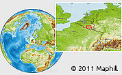 Physical Location Map of the area around 50° 7' 47" N, 5° 10' 30" E