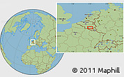 Savanna Style Location Map of the area around 50° 7' 47" N, 5° 10' 30" E