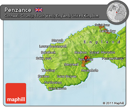 Physical Map of Penzance