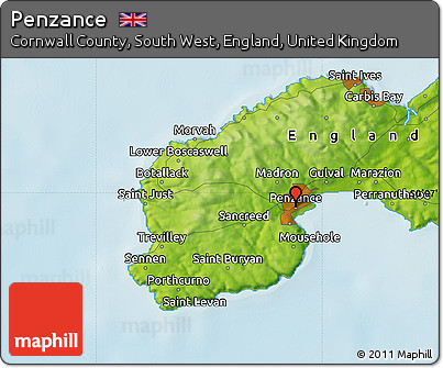 Physical Map of Penzance