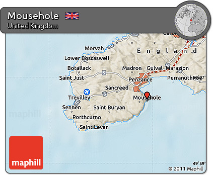Shaded Relief Map of Mousehole