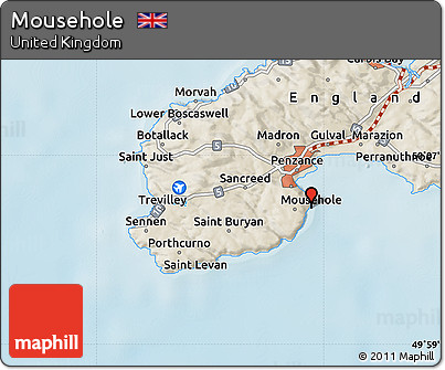 Shaded Relief Map of Mousehole