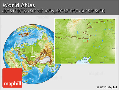 Physical Location Map of the Area around 50° 7' 47" N, 60° 25' 29" E