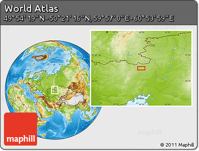 Physical Location Map of the Area around 50° 7' 47" N, 60° 25' 29" E