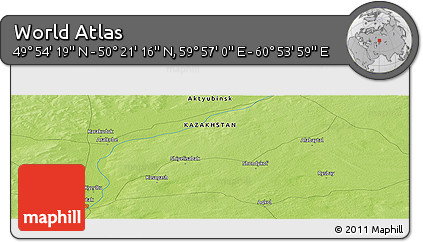 Physical Panoramic Map of the Area around 50° 7' 47" N, 60° 25' 29" E